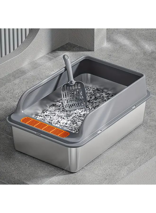 CAMELDAILY Black XL High Sided Stainless Steel Cat Litter Box Anti Spill Edges - Image 4